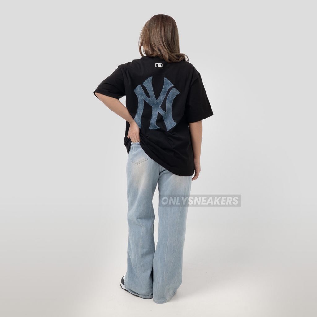 MLB NEW YORK YANKEES DENIMLIKE MONOGRAM BIG LUX BLACK TEE