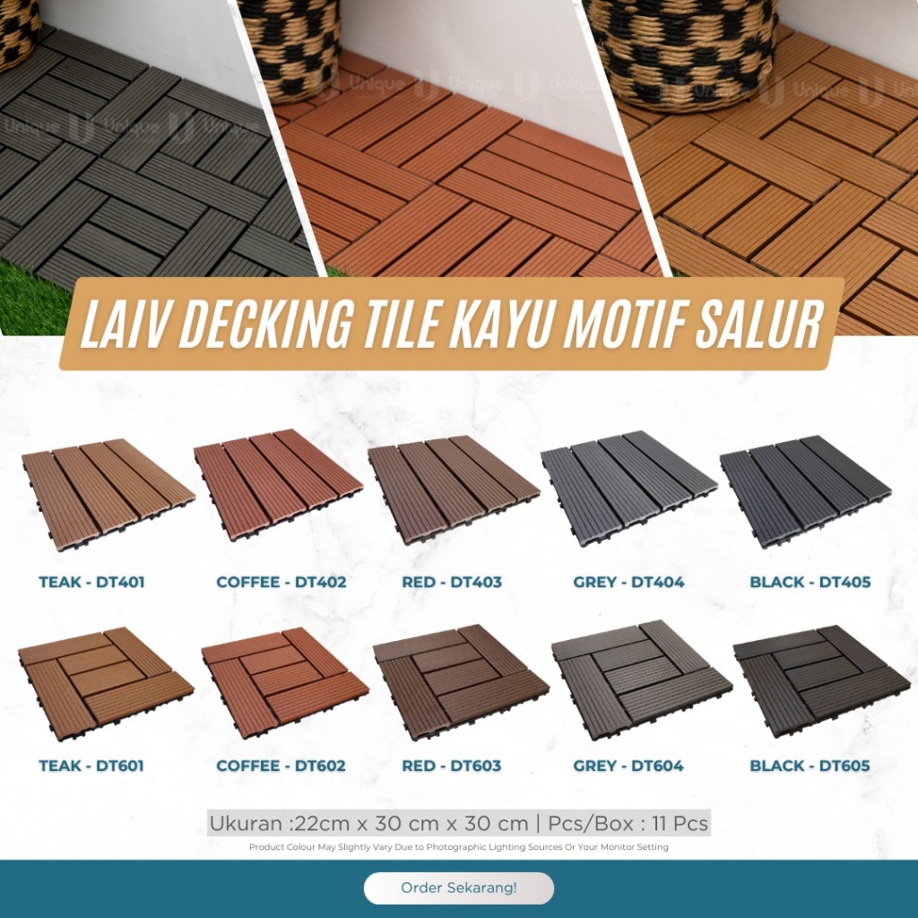 Decking Tile Lantai Kayu Bongkar Pasang / WPC Decking Floor Outdoor Motif Salur