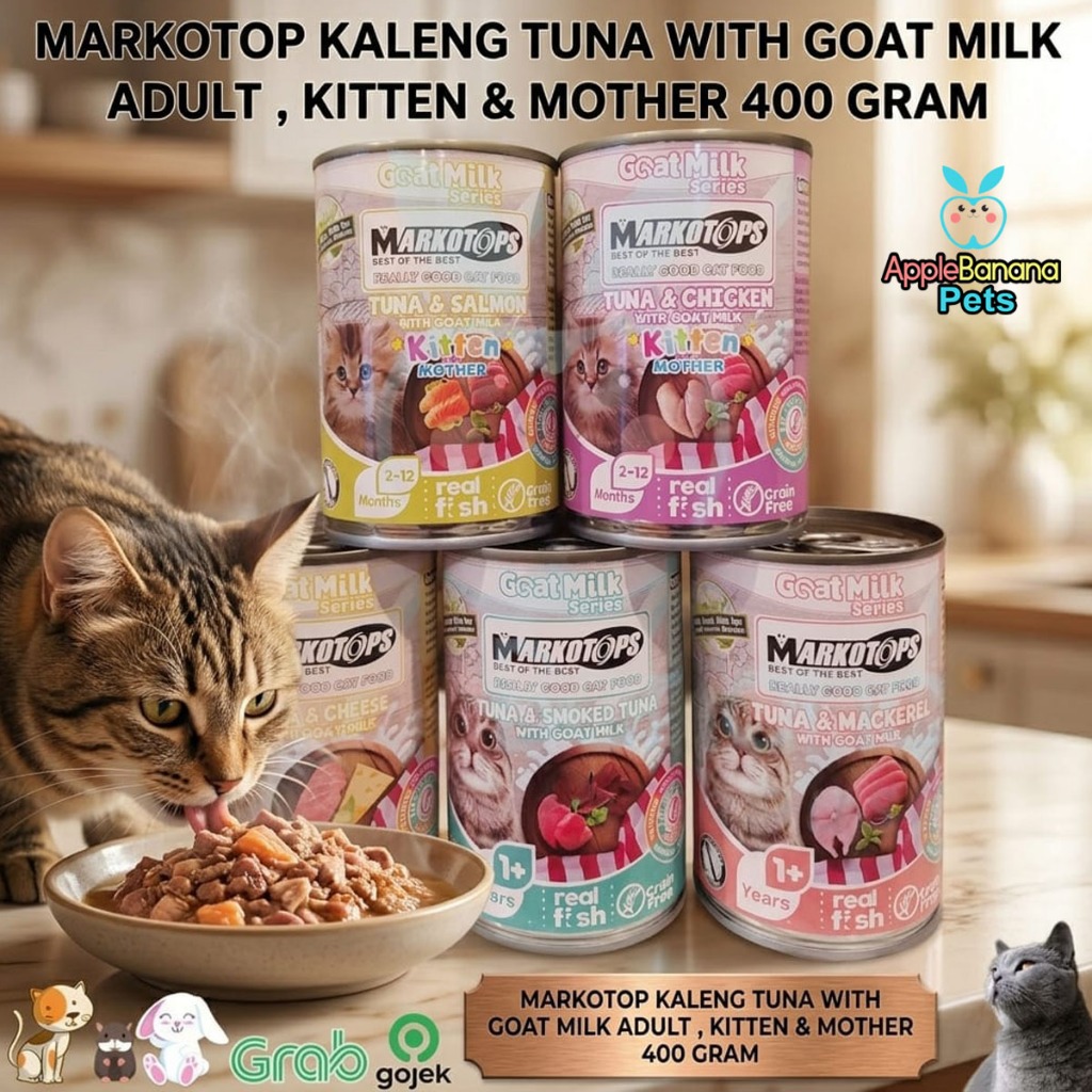 Markotop kaleng 400 gram With Goat Milk - markotops 400gram Goat Milk Series - Makanan basah Kucing 