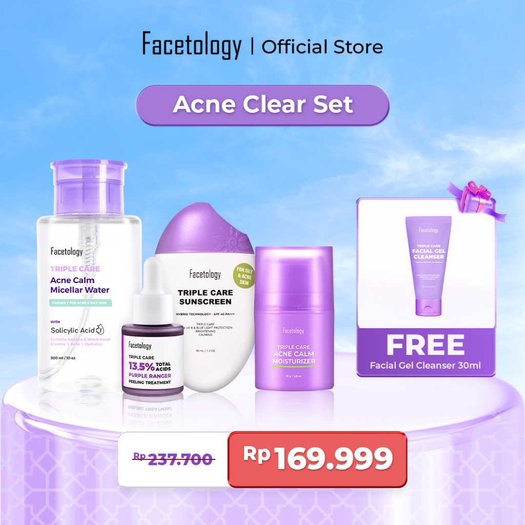 [Pre-Order] Facetology Buy 4 Get 5 Paket Skincare Best Seller (Micellar, Serum, Moisturizer, Sunscre