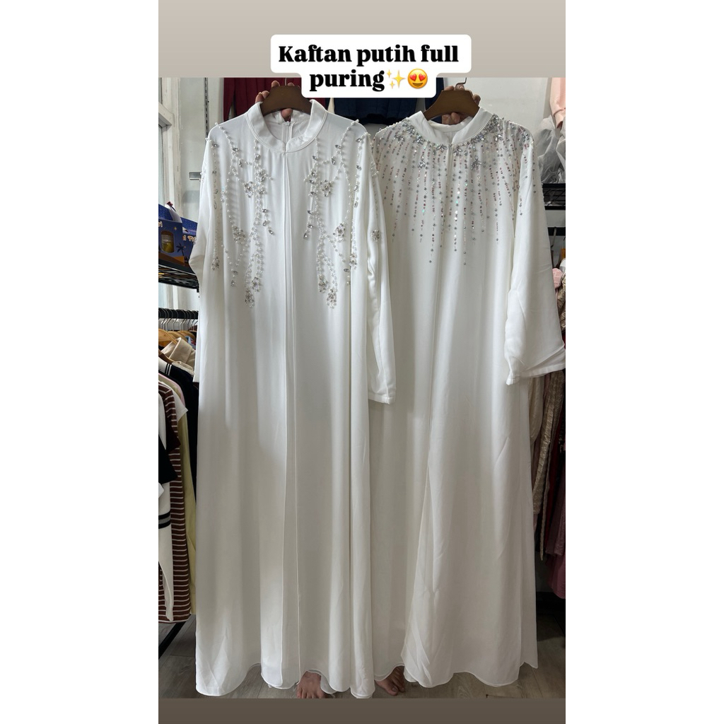 KAFTAN PUTIH | Gamis lebaran | Gamis putih