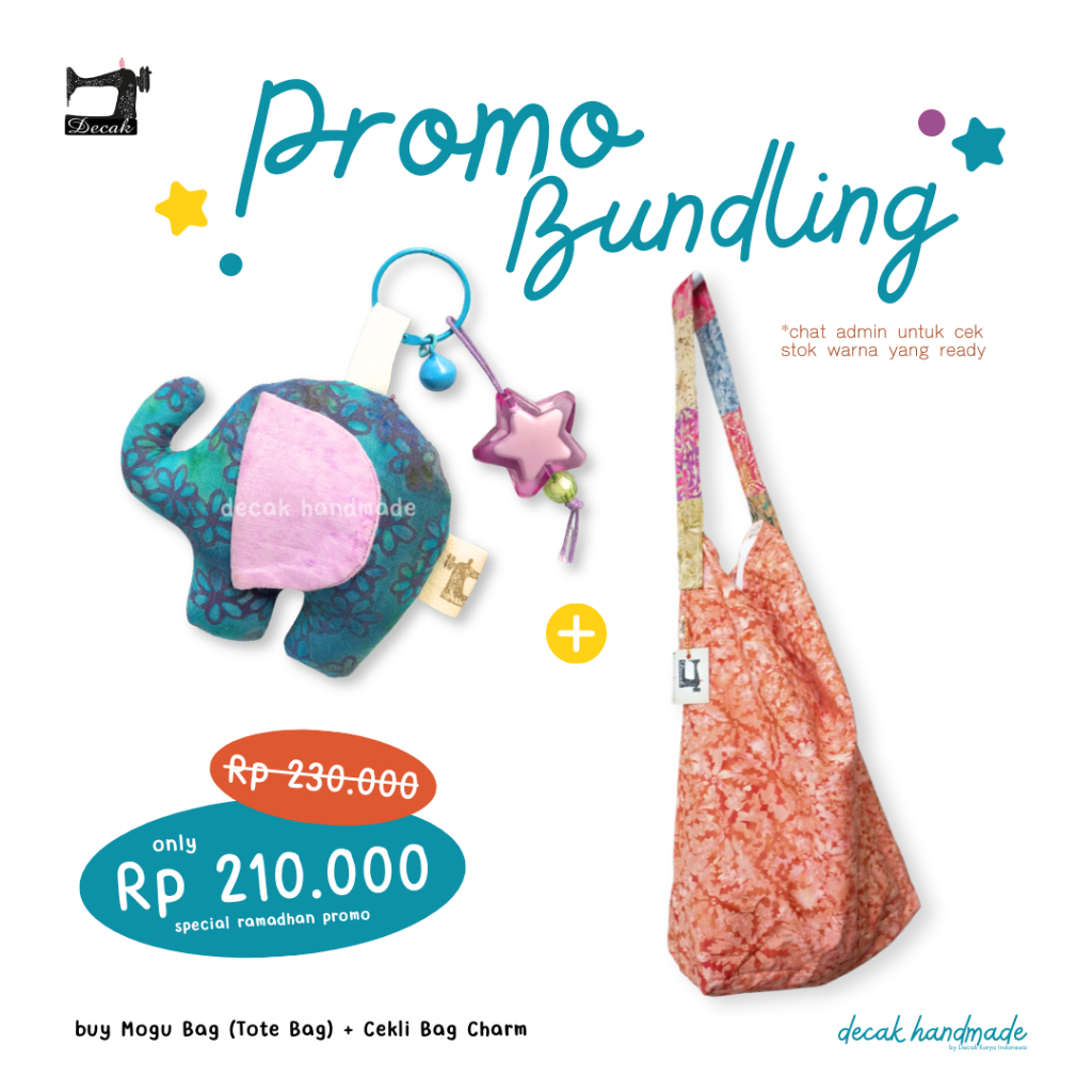 Bundling Bag Charm Cekli + Mogu Bag (Tote Bag/Sling Bag) | Keychain, Gantungan Kunci, Tas