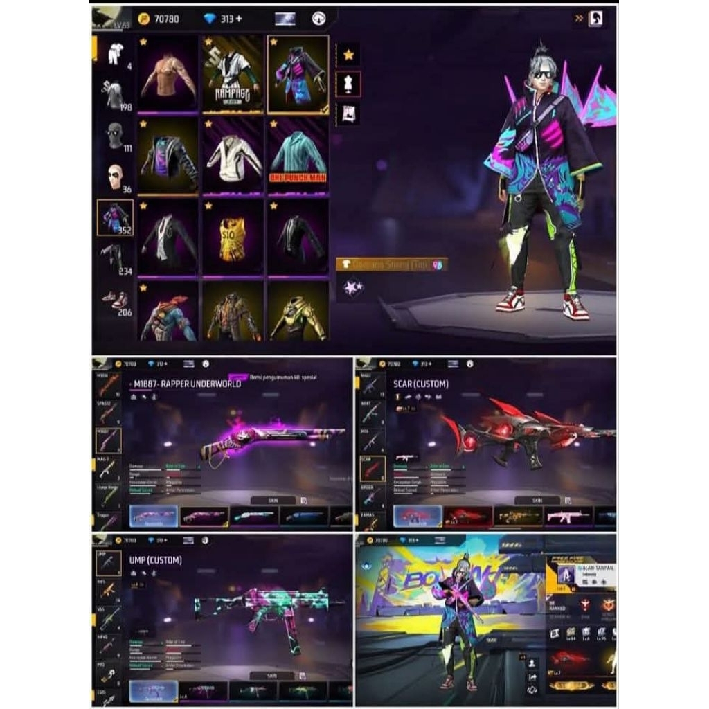 akun game free fire sultan dan old skin SG REPPER