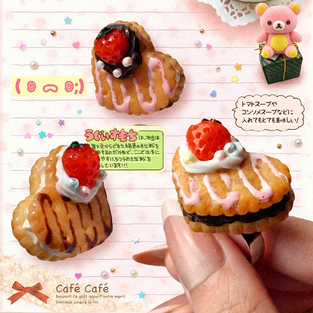 SweetsTown Sweets Deco Cookie Ring | Cute Ring | Handmade | Aesthetic Accessories | Coquette | Trink