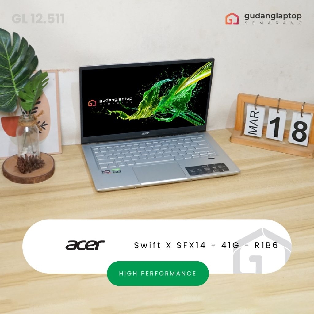 ACER Swift X SFX14 - 41G - R1B6 AMD Ryzen 5-5600U 16/512 Nvidia Geforce RTX 3050 + AMD Radeon Graphi