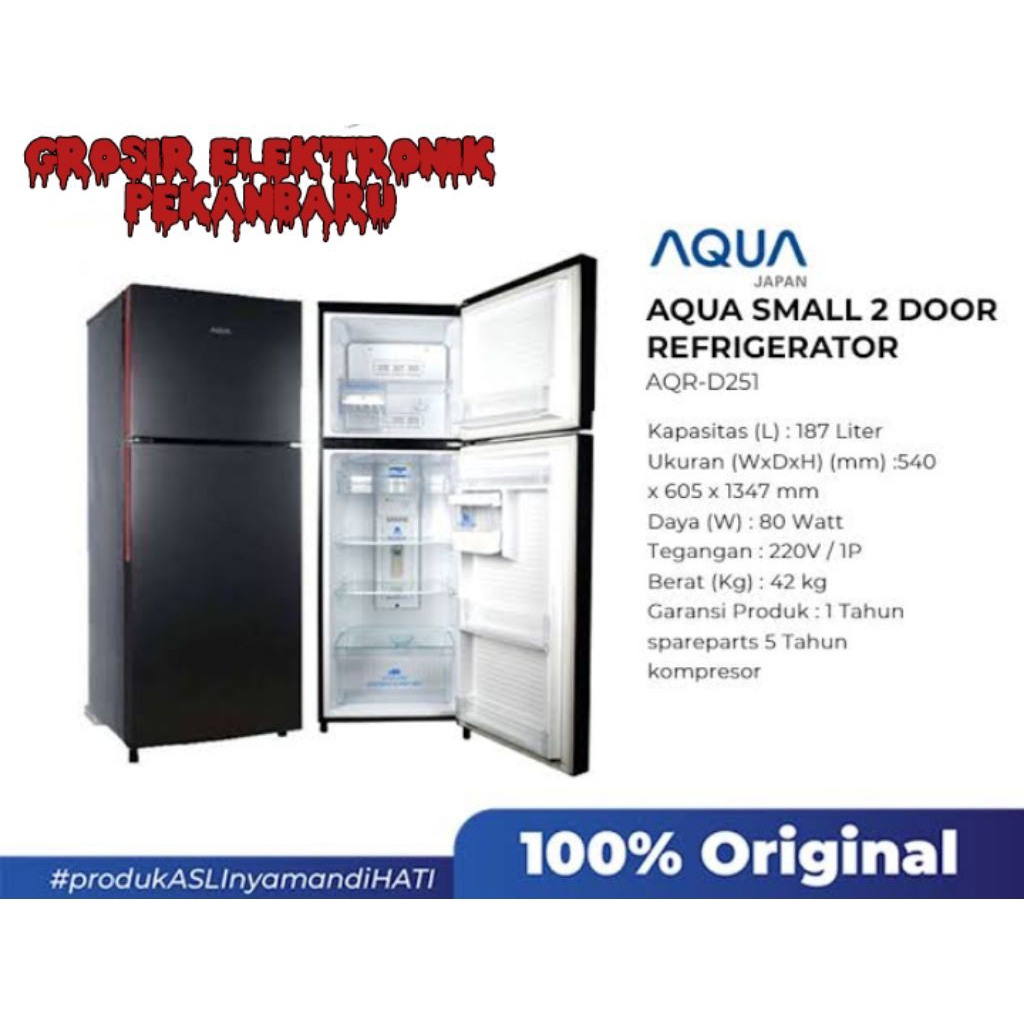 KULKAS AQUA 2 PINTU AQR-D251 GARANSI RESMI 7 TAHUN