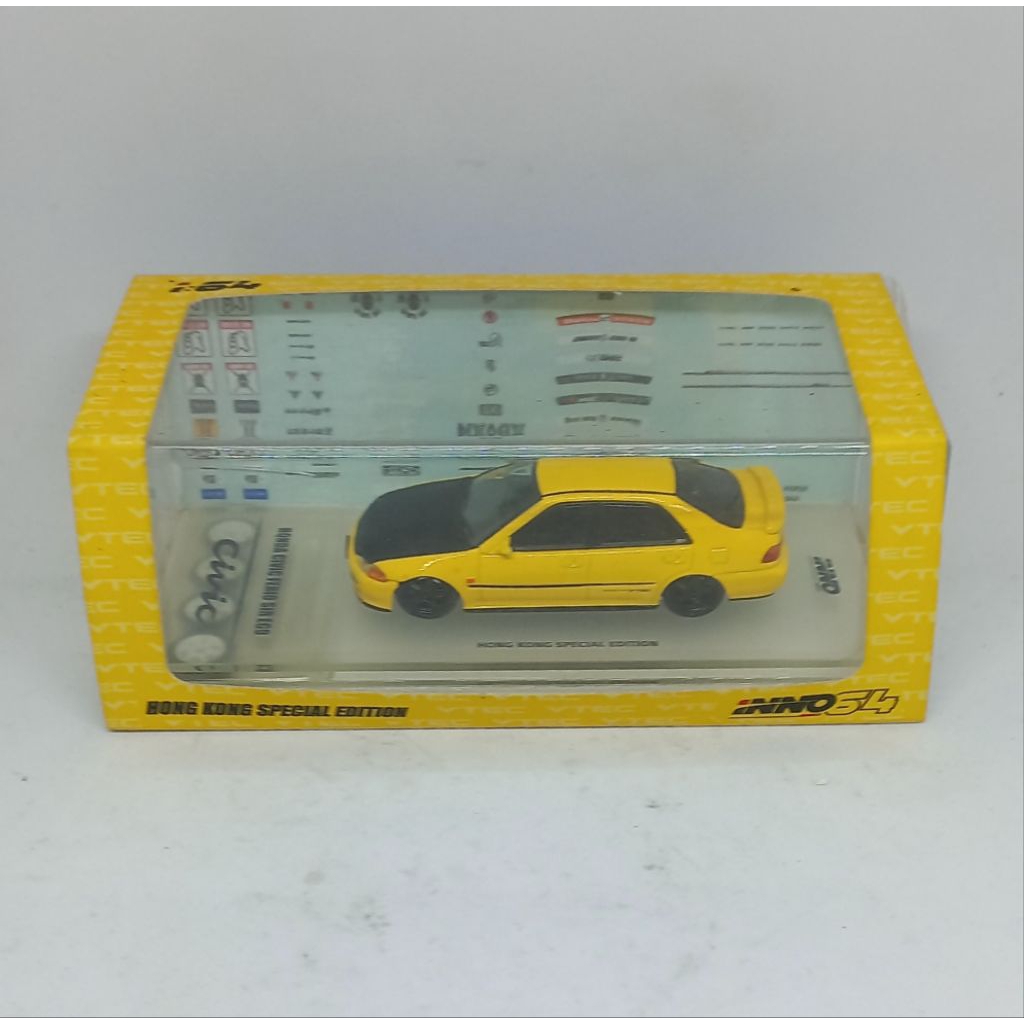 inno64 inno 64 honda civic ferio sir eg9 yellow hong kong special edition diecast 1/64 (t)