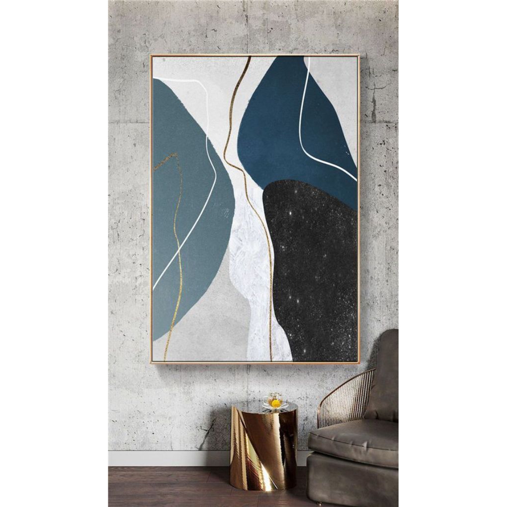 LUKISAN ABSTRAK MINIMALIS MODERN ( INCLUDE FRAME )