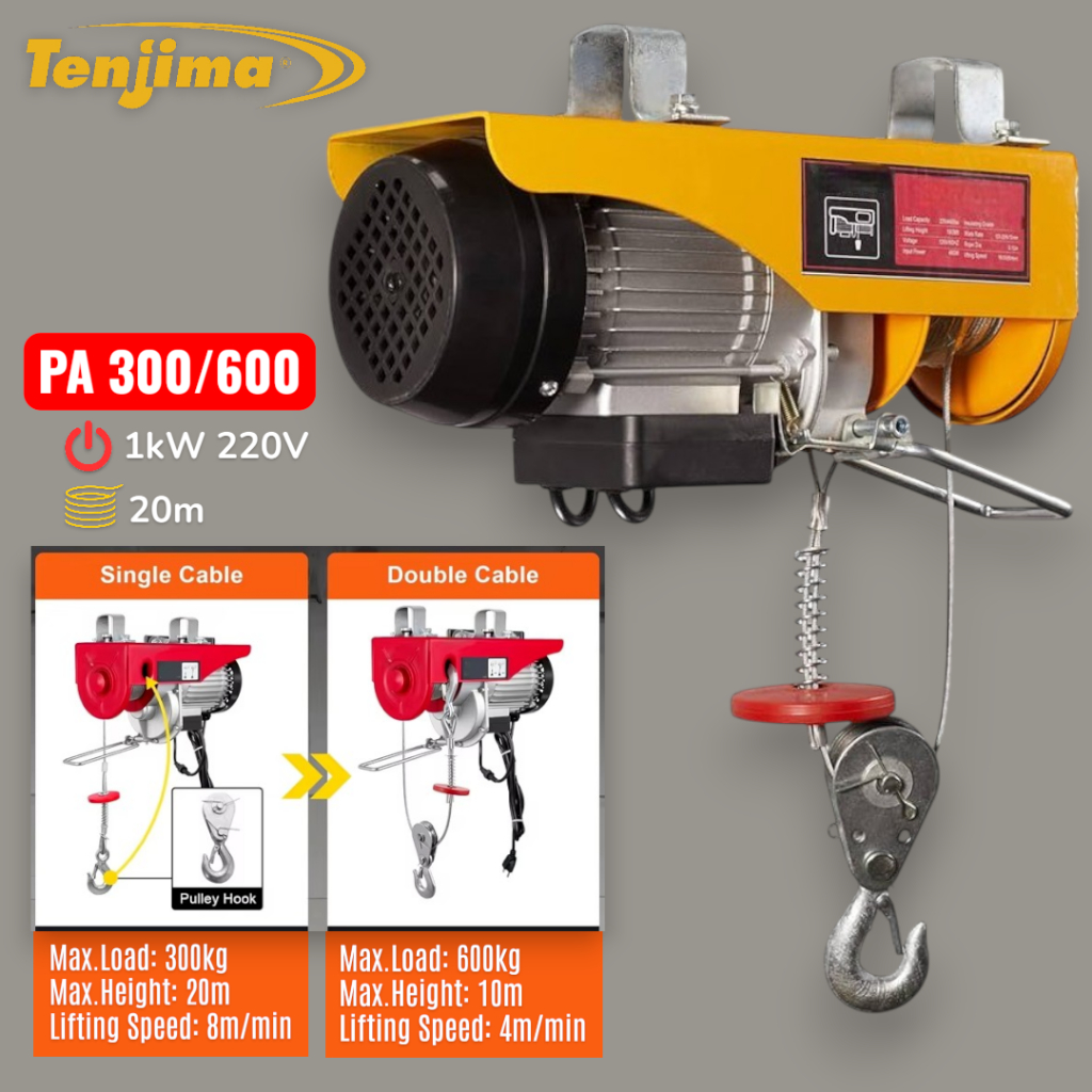 Mini Electric Hoist PA 300/600 Crane Listrik 300-600kg Wire Rope 20m