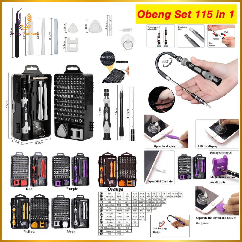Obeng HP Set 115 in 1 Alat Service Komputer Laptop Kamera Full Set 115in1