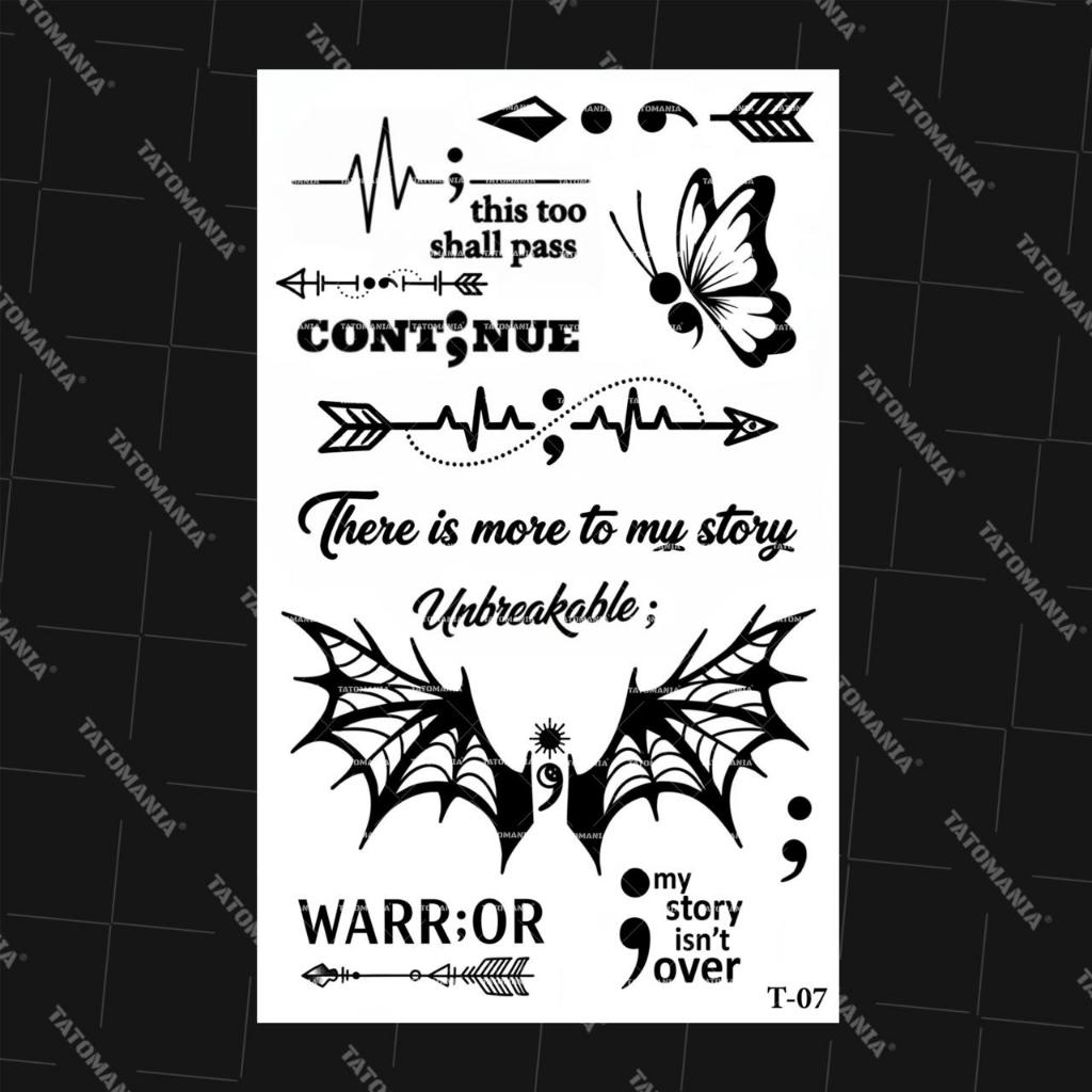 TM-Sticker tattoo temporary semi permanen Tulisan 07 Semicolon Titik Koma
