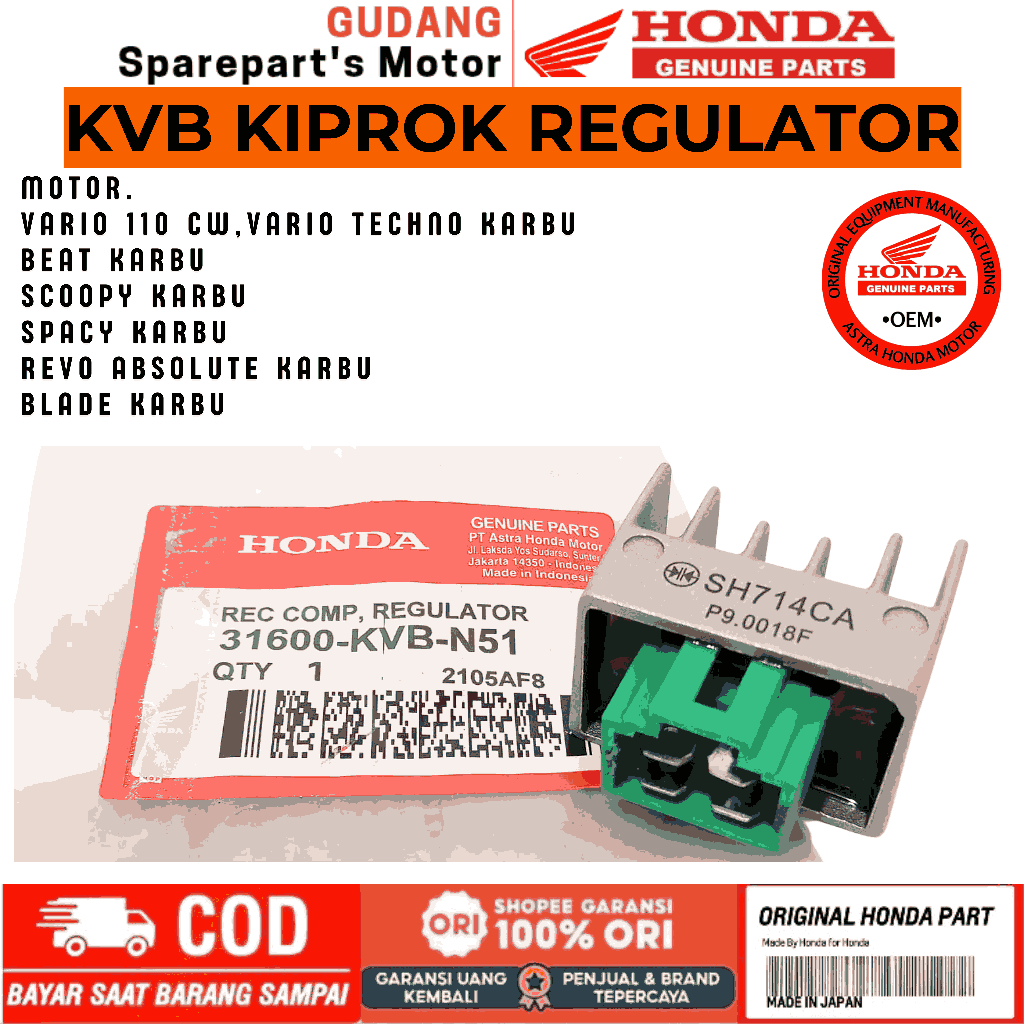 KVB ORIGINAL KIPROK HONDA REVO ABSOLUTE, KIPROK HONDA BEAT KARBU, KIPROK HONDA SCOOPY KARBU,KIPROK H
