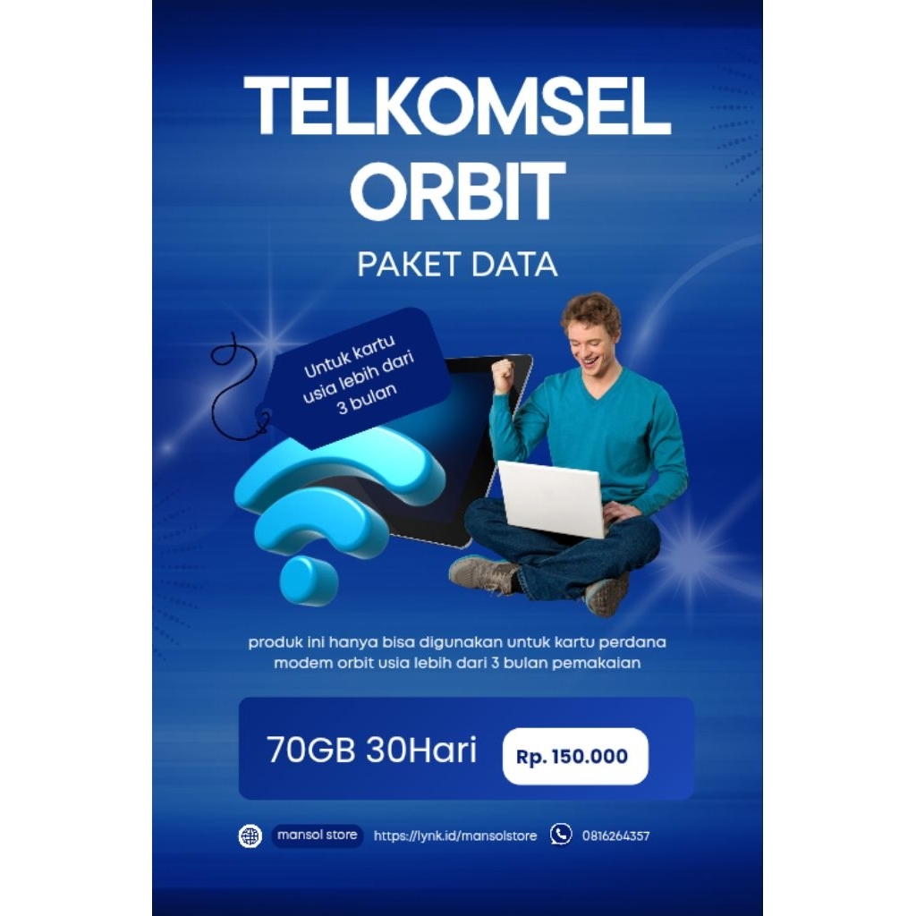 Voucher Paket Data Telkomsel Orbit 70GB / Kuota Internet Telkomsel Orbit