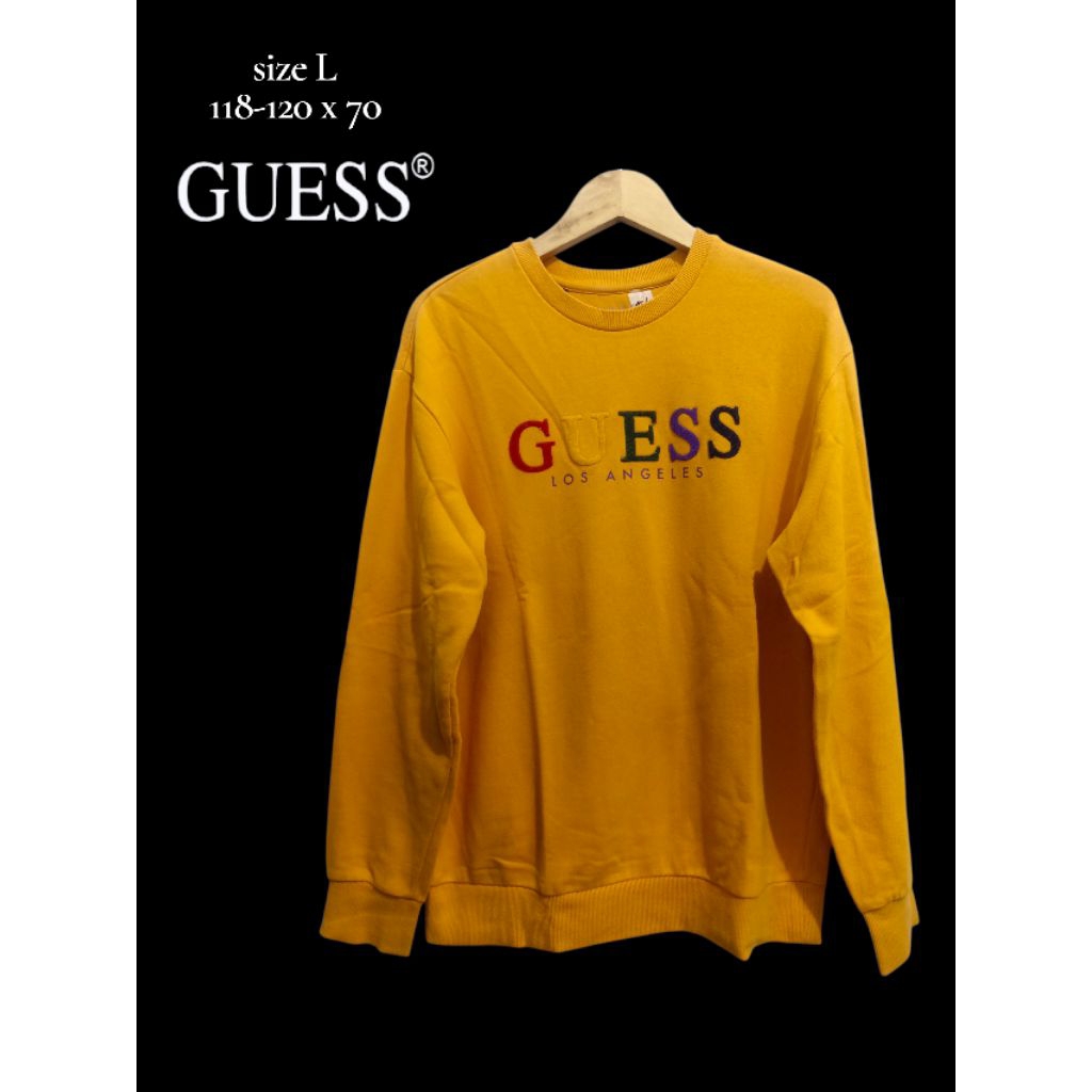 crewneck sweatshirt gues kuning & putih sz L & M fit L