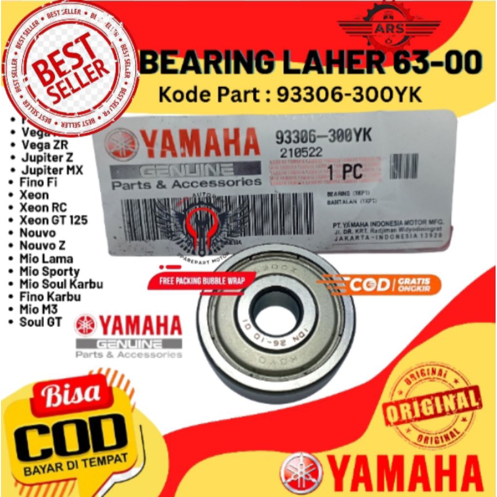 BEARING RODA DEPAN MIO,FINO,MIO J,MIO M3,MIO S,MIO Z,JUPITER Z,XEON,VEGA,VEGA ZR 6300 RS
