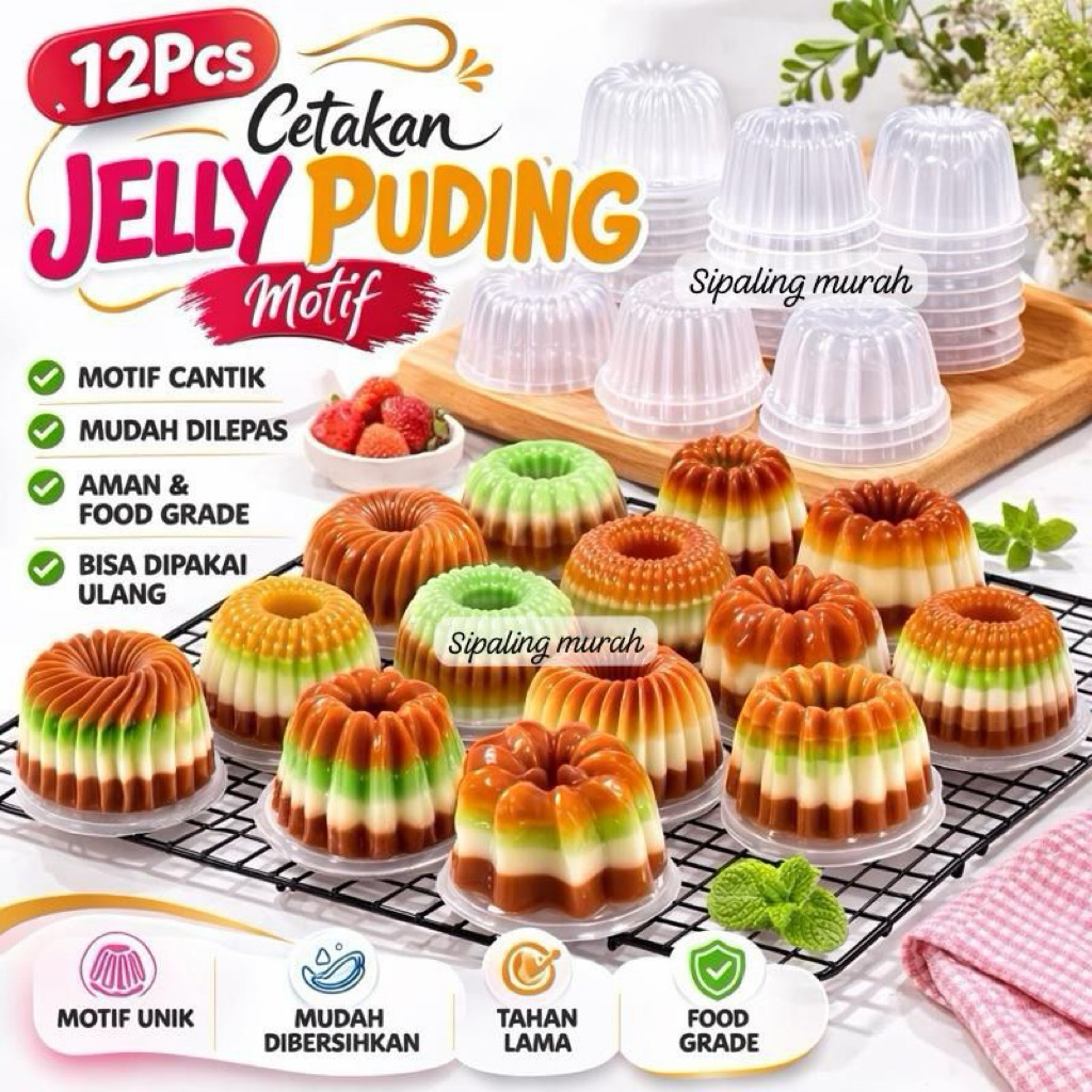 12 PCS Mix Cetakan Agar Puding Jelly Motif Campur Cetakan Puding Plastik Mini Aneka Bentuk