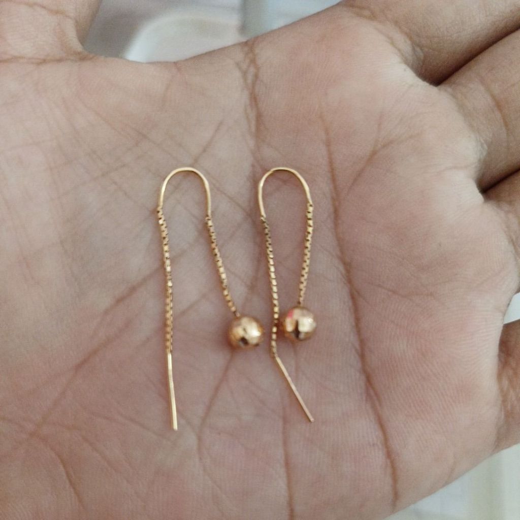 Anting tusuk panjang Italy cor bola emas kadar 8karat tokoemasmelatikediri