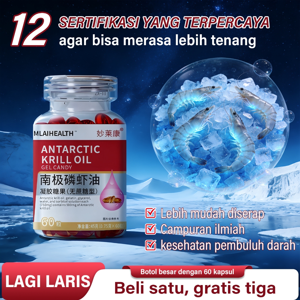 Membersihkan Pembuluh Darah  Minyak Krill Asli Norwegia Krill Oil / Minyak Krill / Omega-3