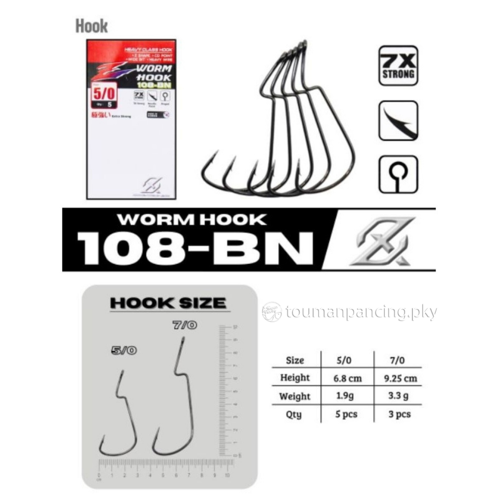 Touman Pancing - Kail AXZ Worm Hook 108-BN 7X Strong Kail Pancing Soft Bait Casting Toman Gabus Kuat