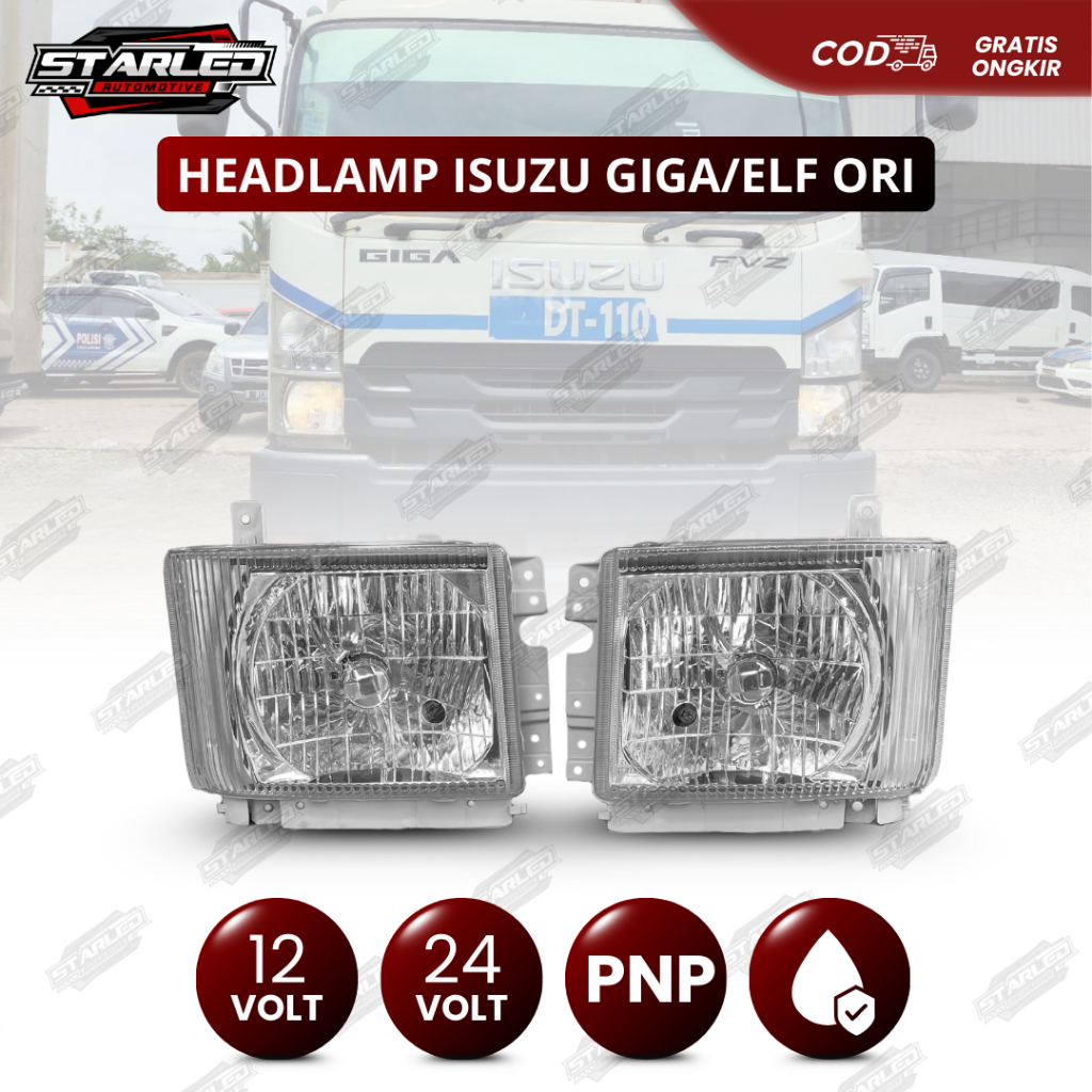 LAMPU DEPAN HEADLAMP ISUZU GIGA/ELF NMR 71 MIKA LAMPU BESAR UTAMA ISUZU GIGA ELF NMR71 (PER PCS)