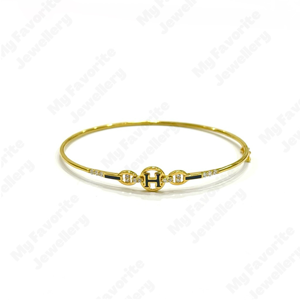 Gelang Bangle Huruf Permata Emas Asli Kadar 700 16K