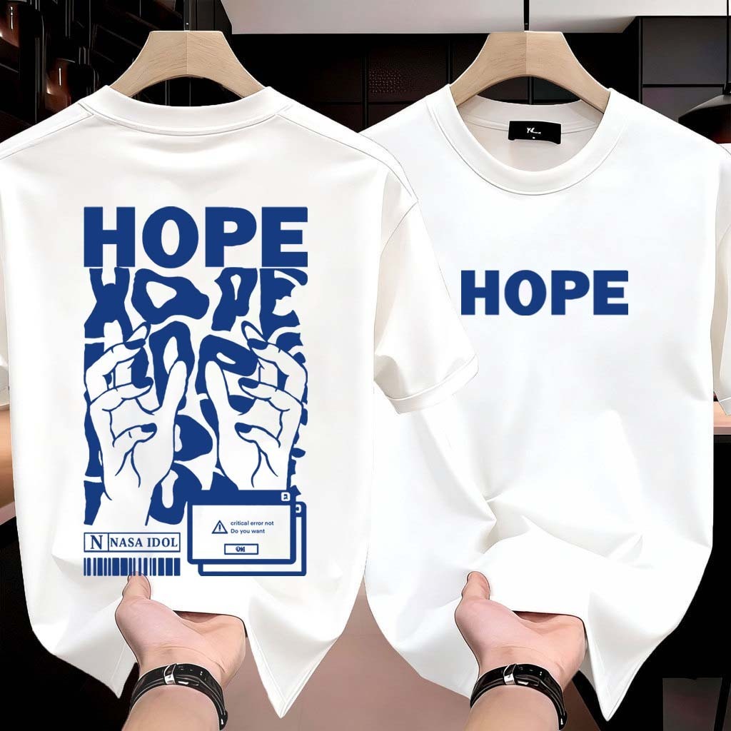 HIGH RAIN American retro Style T-shirt Oversize Original Desain Retro Tangan Harapan Print top| Kos 