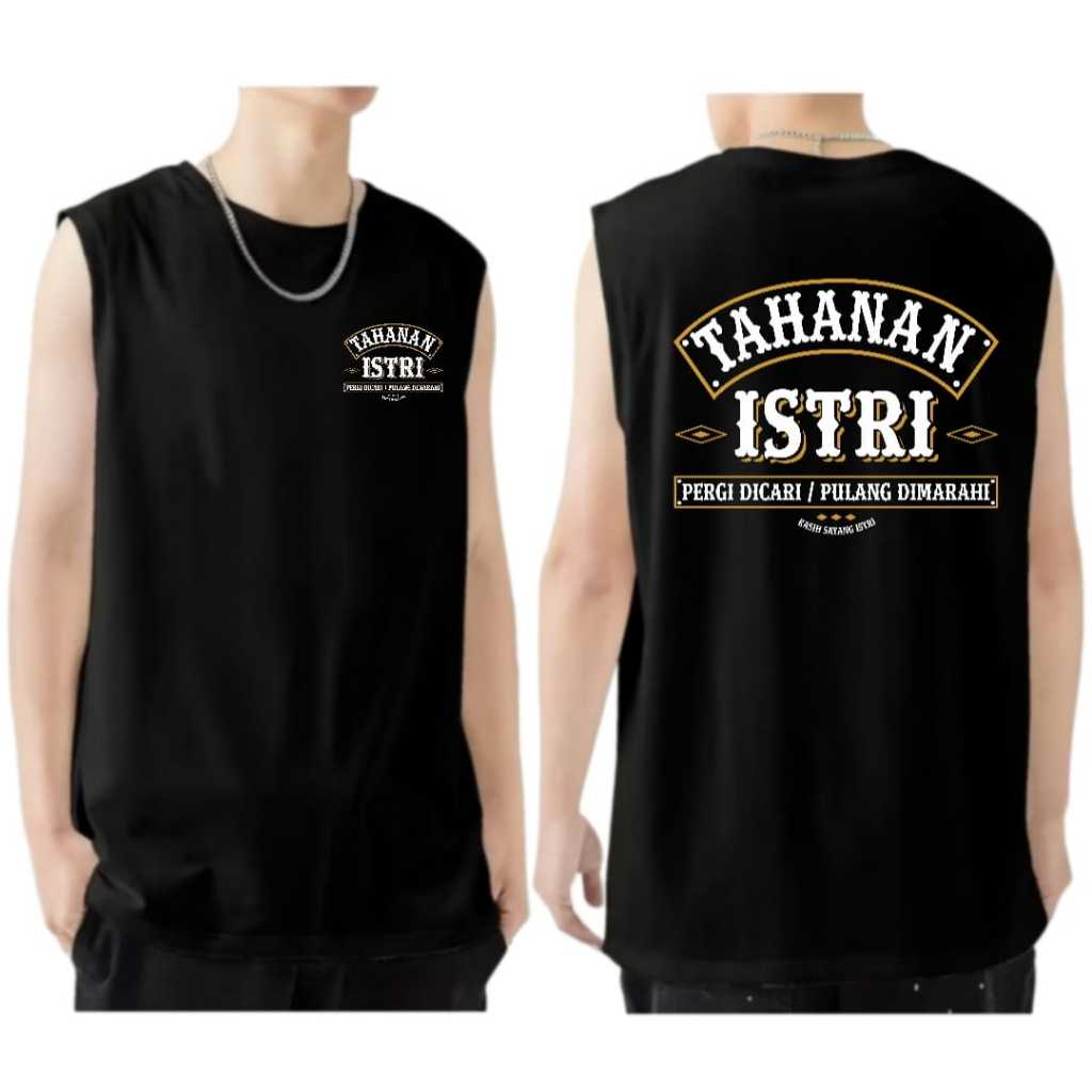 VIRAL - Baju Kaos Singlet Pria Kata Kata Santai Tulisan Lucu Pria Suami Istri / Kaos Tanktop Pria