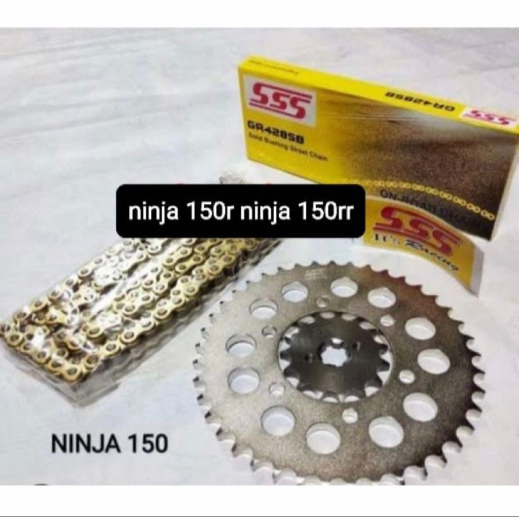 gear ninja 150r ninja 150rr ninja ss ninja 2tak 428 GEAR SET SSS 1 SET GEAR SSS 100% ASLI gear depan
