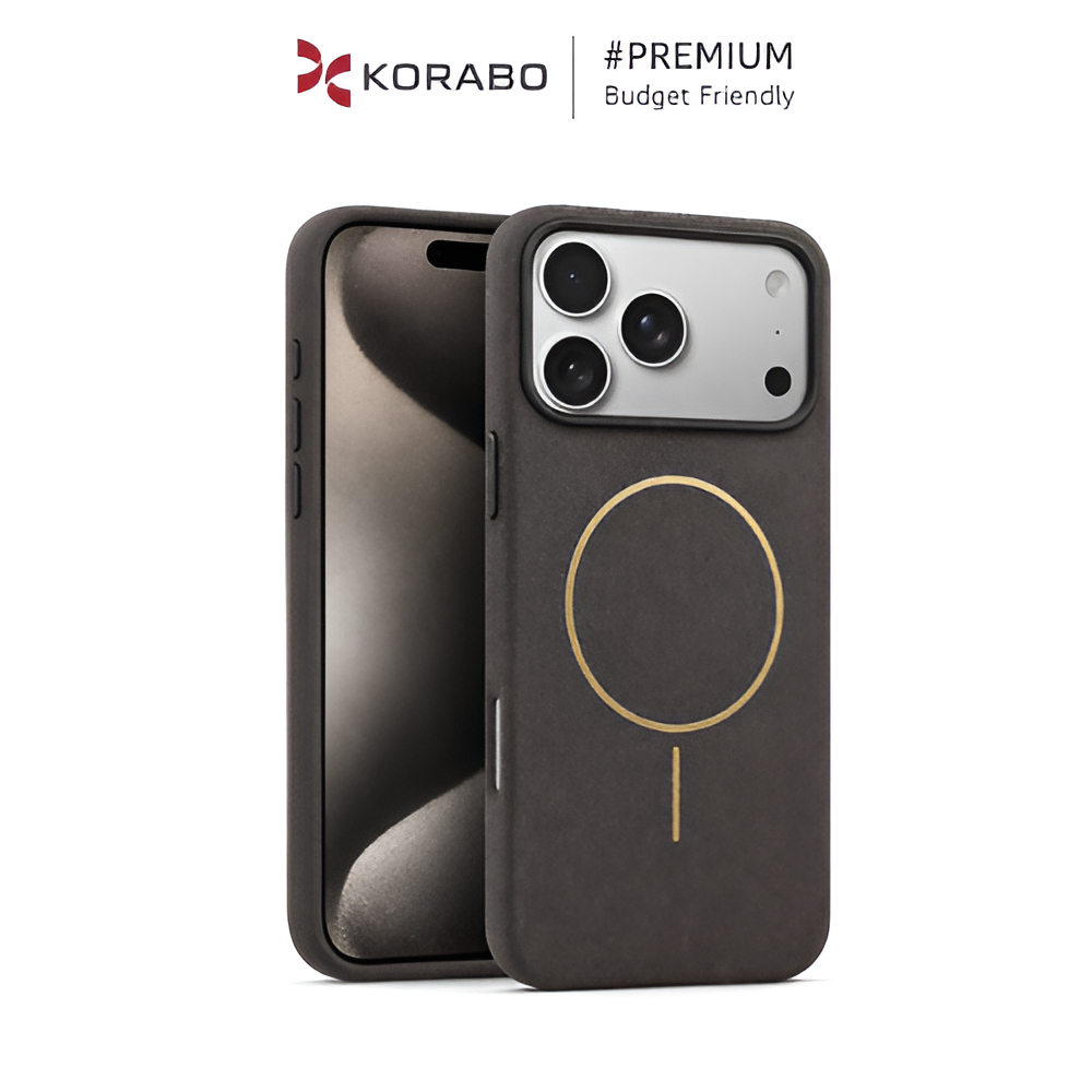 Korabo Leather Golden Ring Case For Iphone 17 16 15 14 Pro Max 13 Series Casing Magsafe Microfiber I
