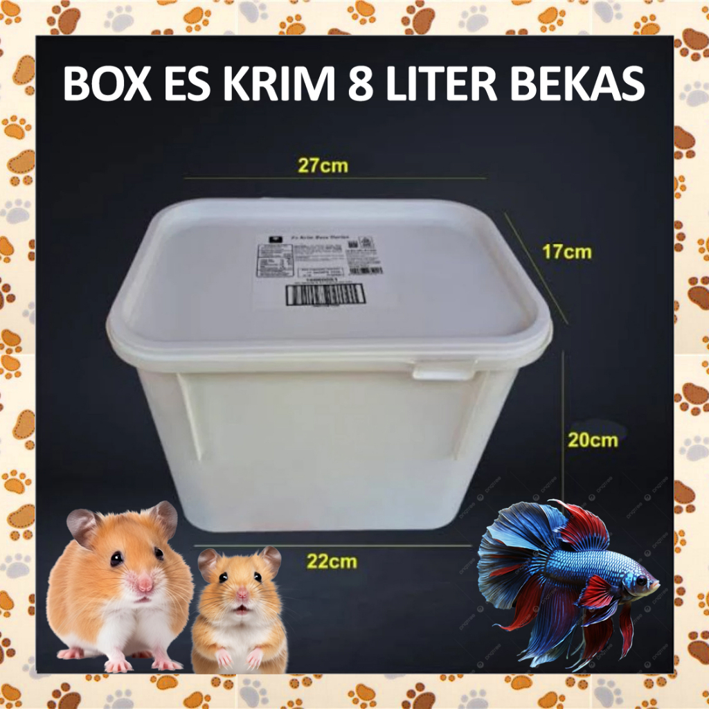 F34OPN Ember Box Bekas Es Krim 8 Liter TINGGI Wadah Ternak Hamster Mencit Kandang Cupang Breeding Me