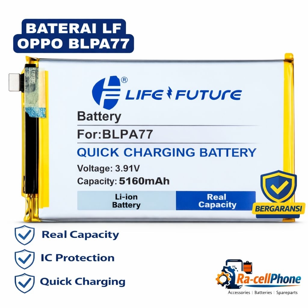 Baterai Oppo A3 / A3X / A3 Pro / BLPA77 / 5160mAh - Real Capacity / Double IC