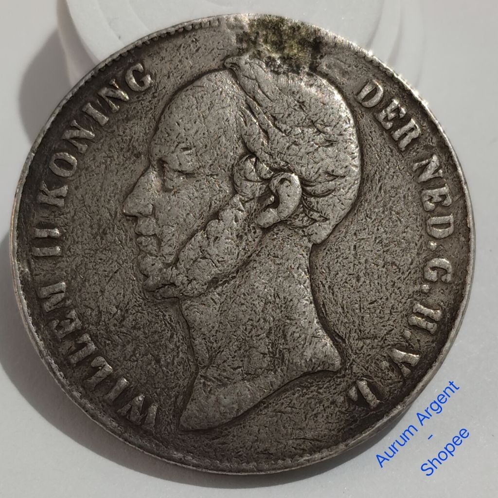 W22.5G.25-- 1 PC KOIN PERAK KUNO ASLI 2.5 GULDEN WILLEM II KONING TH 1847. -- SILVER COIN --