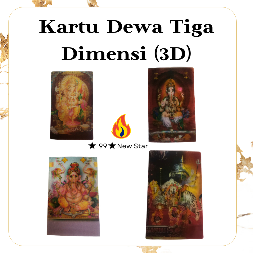 Kartu Dewa 3D Hologram Mini – Ganesha & Dewa Hindu – Kartu Doa / Pajangan Dompet
