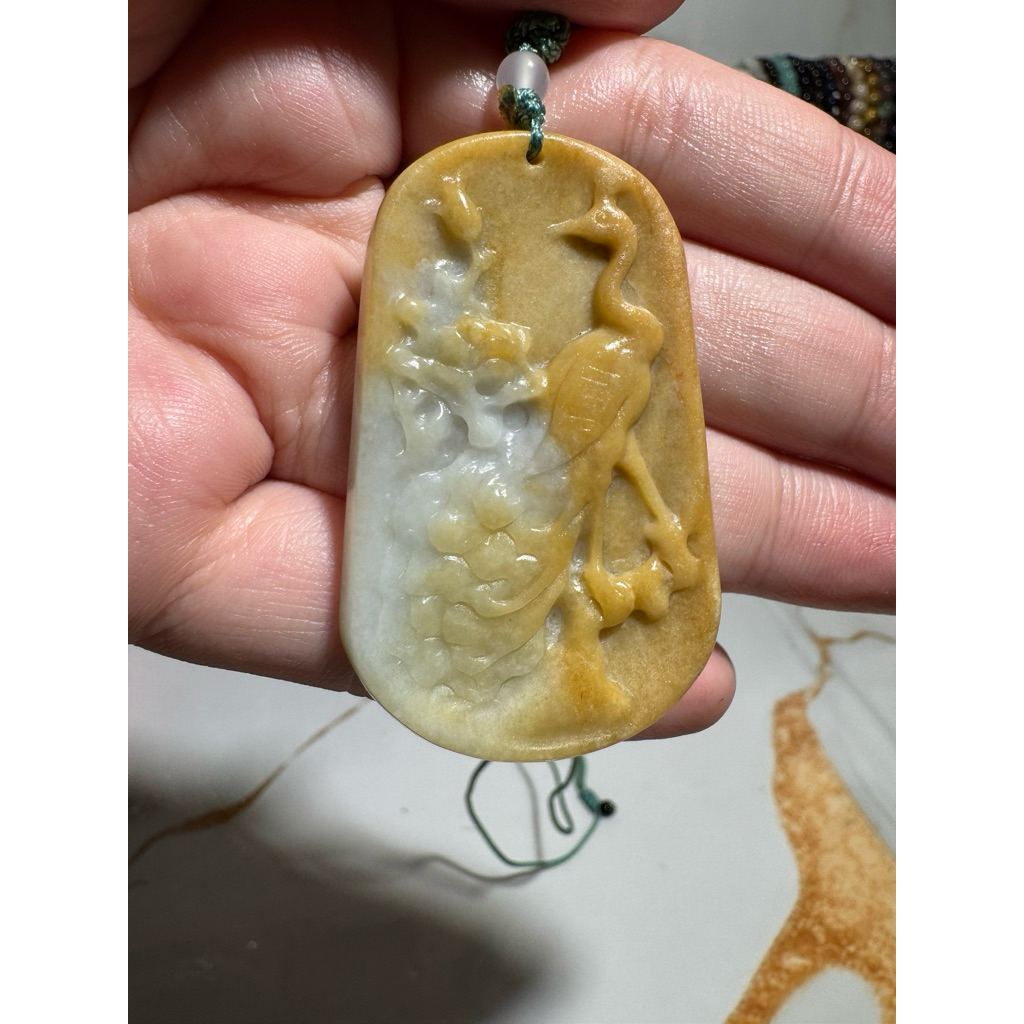 Liontin Giok White Yellow Phoenix