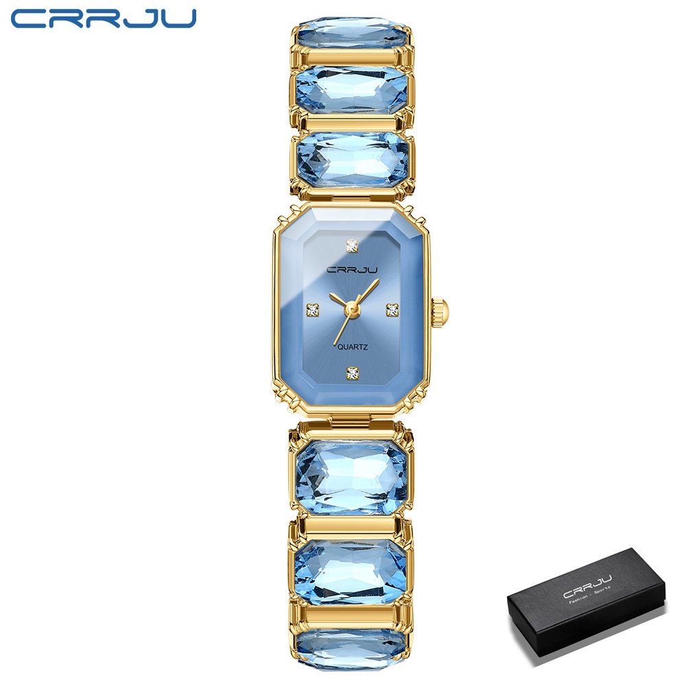 CRRJU Jam Tangan Wanita Anti Air Original Elegan Mewah Casual Quartz Jam Tangan Cewek Rantai