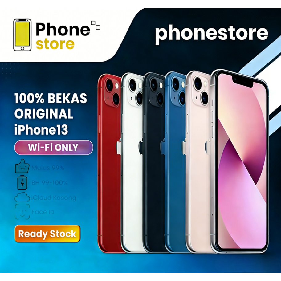 Phonestore IPhone 13 WIFI ONLY Game/Live 128GB/256GB/512GB Bekas Second Original Mulus Fullset