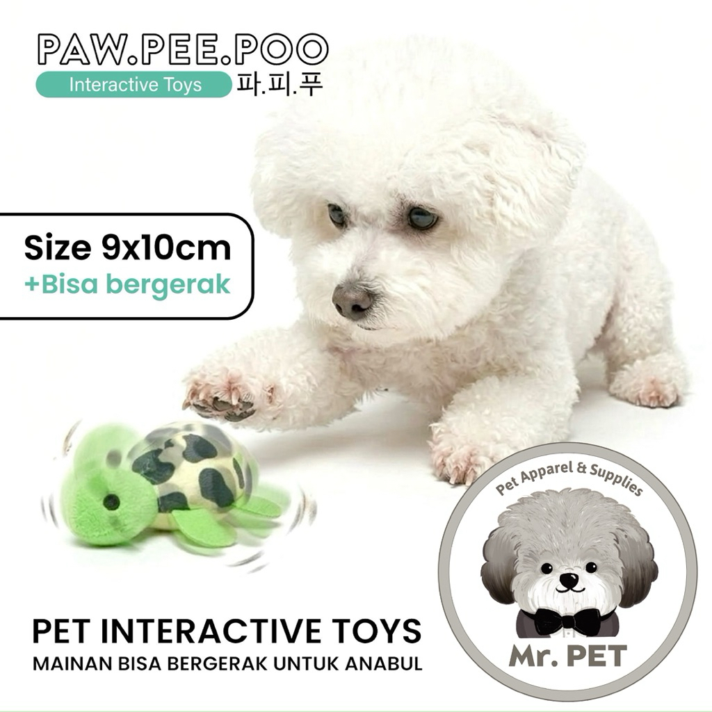 MAINAN ANJING DOG INTERACTIVE TOYS PAWPEEPOO DOG SQUEAKY TOYS BENTUK TURTLE