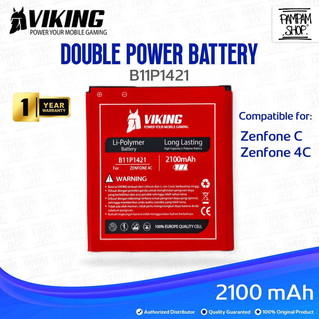 Baterai VIKING Double Power Original Asus Zenfone C 4C ZC451CG Z007 B11P1421 Batre Batrai Ori HP