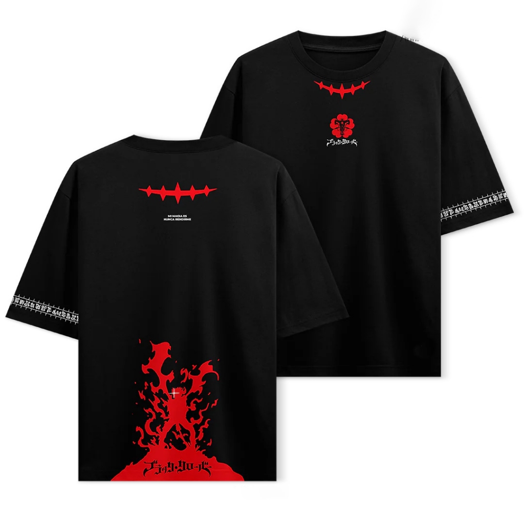 Tshirt streetwear Oversize Asta the Demon Black Clover Blackbull Asta Liebe Hitam Kaos Oversized Bla