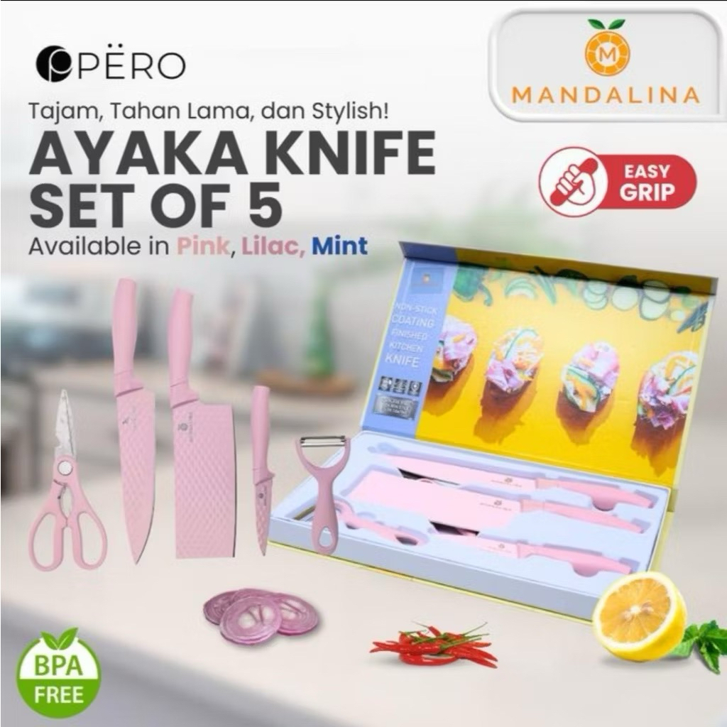 Pero x Mandalina Ayaka Knife Set Of 5 / Pisau set 5 pcs