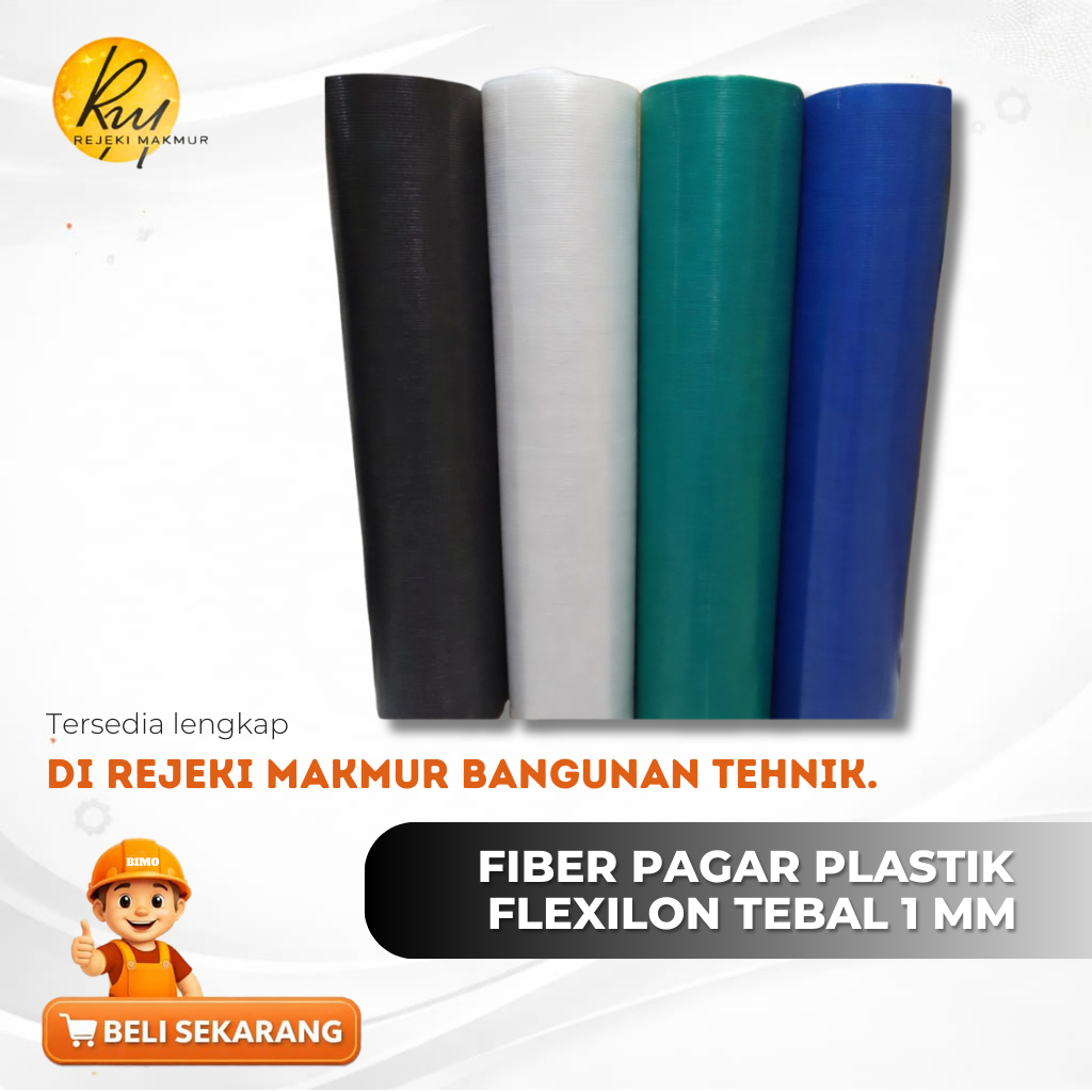 Fiber Pagar Plastik Tebal Flexilon/ Penutup Pagar Plastik Motif Polos Flexilon tebal 1 mm 30 Meter (