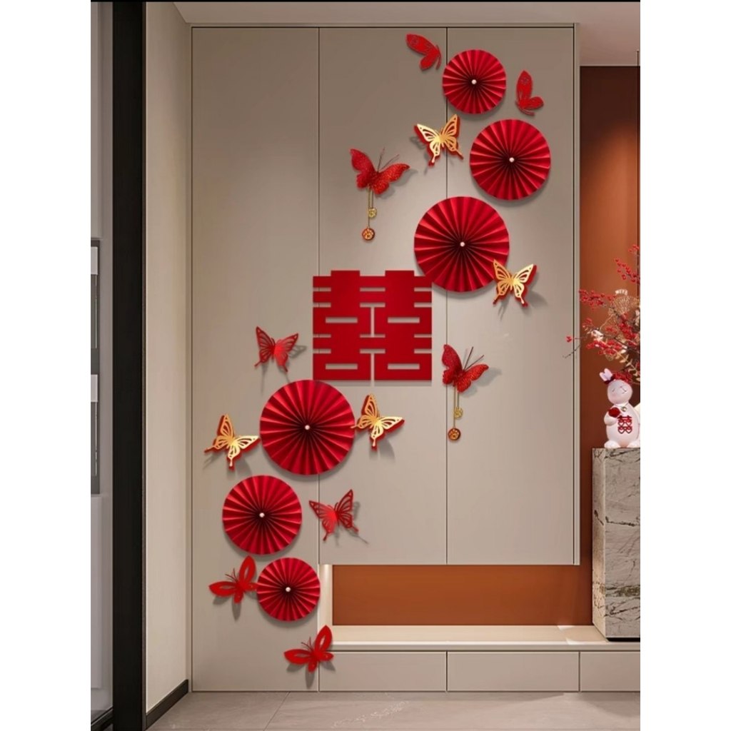 SET Dekorasi Wedding / Tempelan / Sticker Xi Sanjit / Dekor Kamar Wedding / Dekorasi Suang Xi / Deko