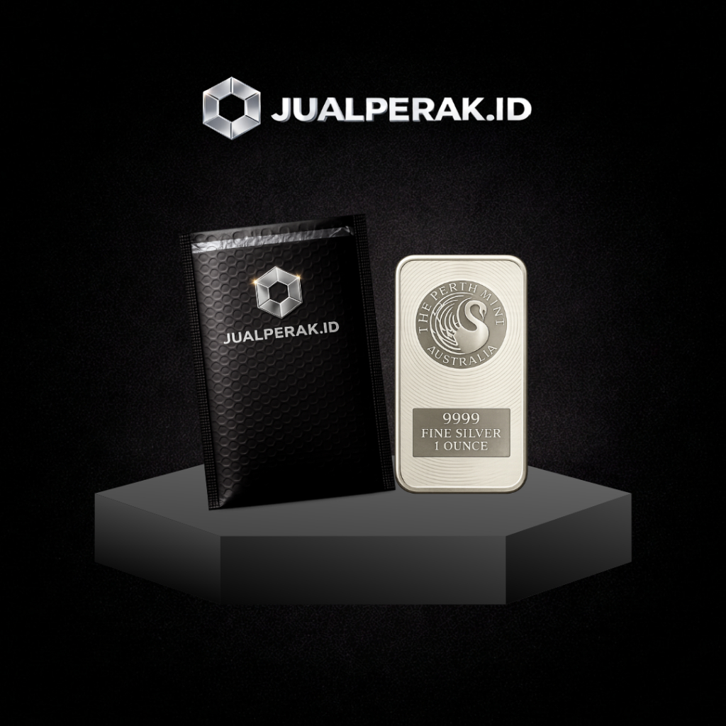 Perth Mint 999,9% Perak Batangan 31.1 G Gram / Perth Mint 999,9% Silver Bar 1 OZ Ounce