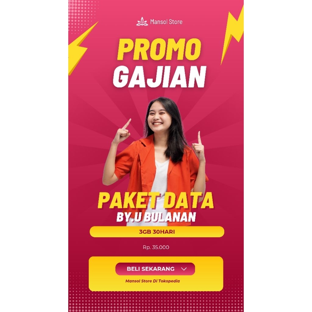 voucher paket data byu 3GB 30hari / kuota internet byu