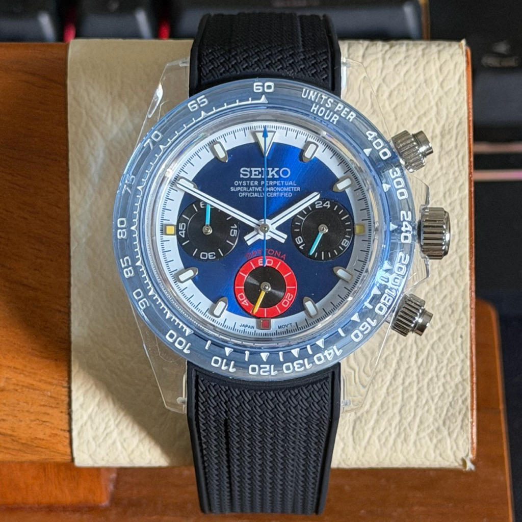 Seiko Daytona French Blue Azul VK63 Chronograph Ultra Light Weight Resin Exclusive Built