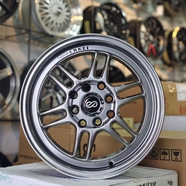 Velg Enkei RPF1 Hyper Black Ring 14 PCD 4x100 & 4x114,3 ET38 – Lightweight Racing Style untuk Brio, 