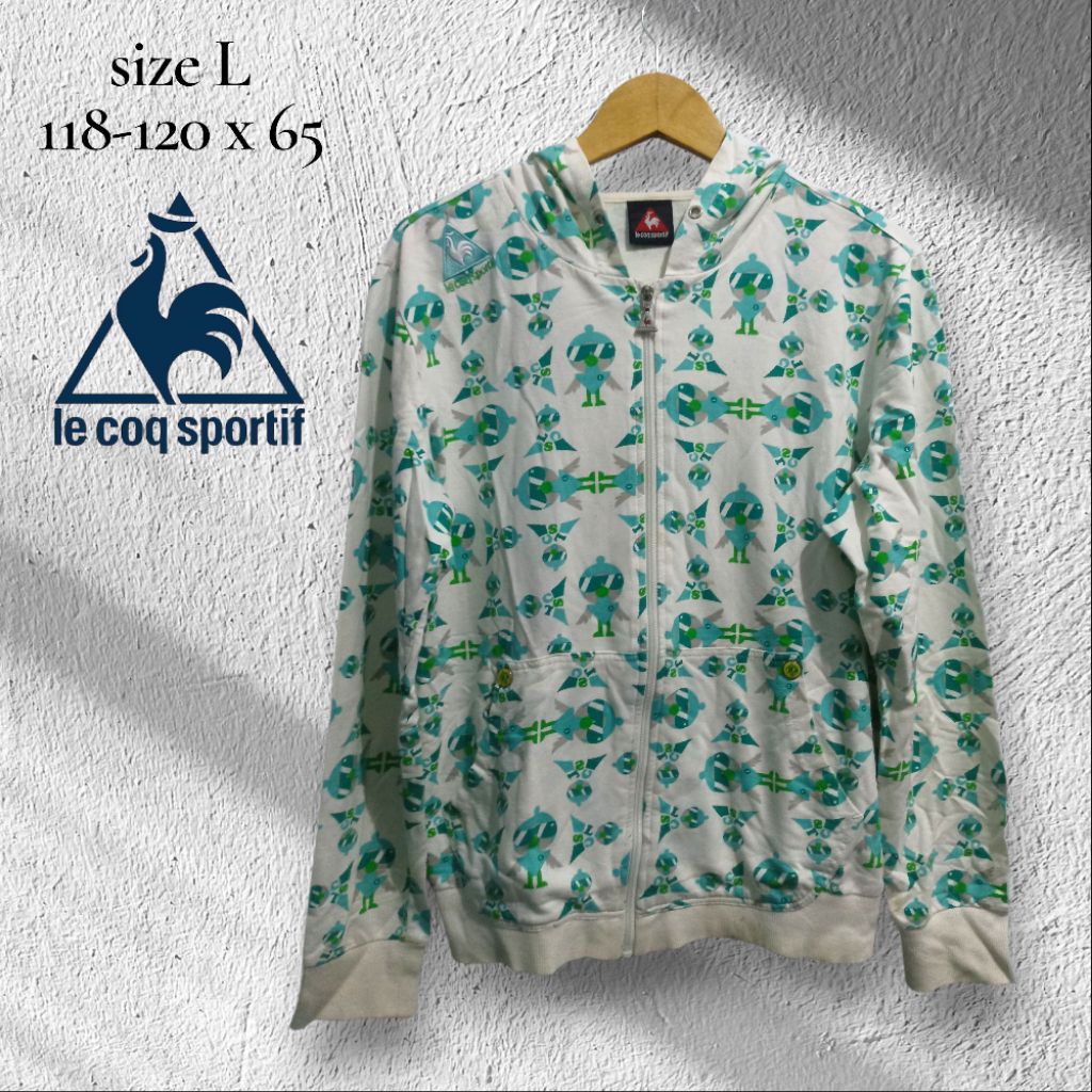 hoodie zipper le coq sportif aop putih sz L