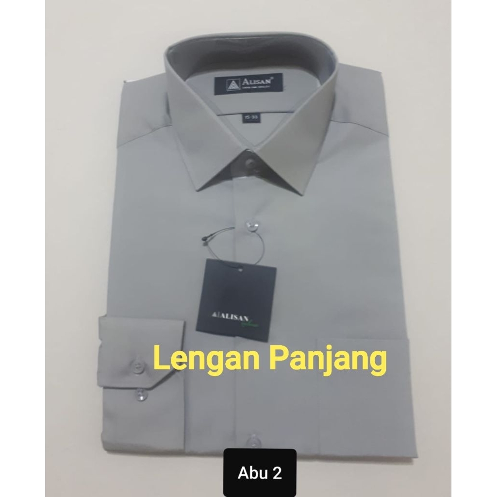 ALISAN ORIGINAL Kemeja Pria Abu 2 Lengan Panjang REGULER Aneka Warna