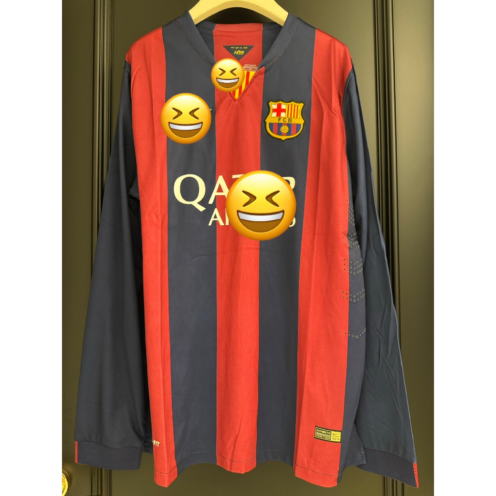 Jersey Bola Barcelona Home Retro 2013/2014 Klasik Lengan Panjang Premium