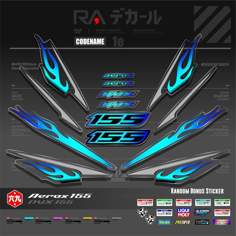 Striping transparan Aerox 155 nvx/Decal stiker striping variasi transparan uv yamaha Aerox 155 nvx